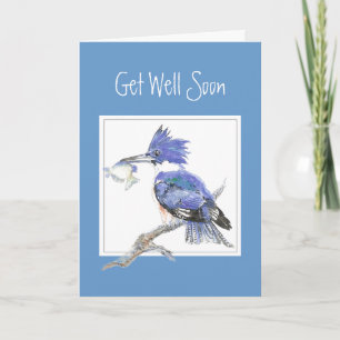 Custom, Get Well Soon,Masculine,Fishing,Kingfisher カード