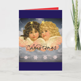CUSTOM GIFT BAG FOR CHRISTMAS TWIN ANGELS VINTAGE カード