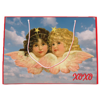 CUSTOM GIFT BAG TWIN ANGELS XOXO ラージペーパーバッグ
