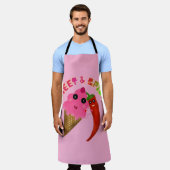 Custom gift Cute Ice Cream and Chili Pepper  エプロン (着用した状態)