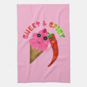 Custom gift Cute Ice Cream and Chili Pepper  キッチンタオル (縦)