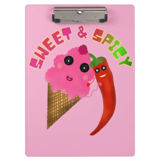Custom gift Cute Ice Cream and Chili Pepper  クリップボード (正面)