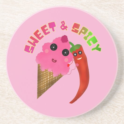 Custom gift Cute Ice Cream and Chili Pepper  コースター (正面)