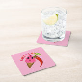 Custom gift Cute Ice Cream and Chili Pepper  スクエアペーパーコースター (インサイチュ)