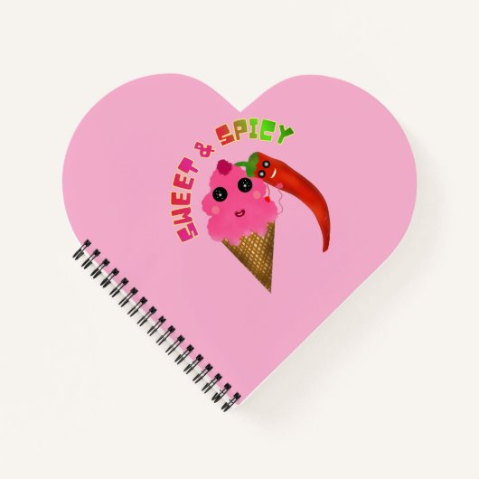 Custom gift Cute Ice Cream and Chili Pepper  ノートブック (正面)