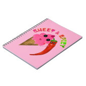 Custom gift Cute Ice Cream and Chili Pepper  ノートブック (左側)