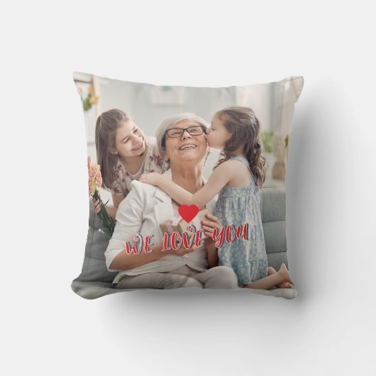 Custom Gift for Mother Grandma -Throw Pillow Photo クッション (正面)