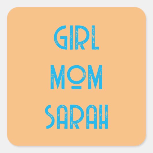 custom GIRL MOM BABY SHOWER peach Paper Plate スクエアシール (正面)