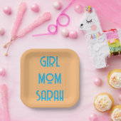 custom GIRL MOM BABY SHOWER peach Paper Plate ペーパープレート (パーティー)