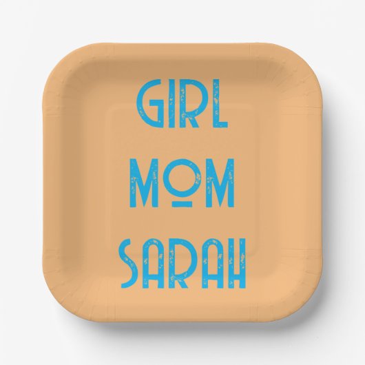 custom GIRL MOM BABY SHOWER peach Paper Plate ペーパープレート (正面)