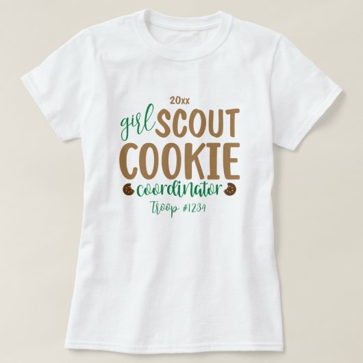 Custom Girl Scout Cookie Coordinator Volunteer Tシャツ (デザイン正面)