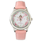 Custom Girls Name Pink Fairy Kids Watch 腕時計 (正面)