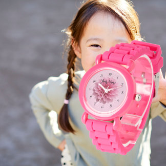 Custom Girls Name Pink Glitter Strap Kids Watch 腕時計