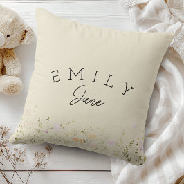Custom Girls Name Sign Wildflower Nursery Decor クッション