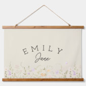 Custom Girls Name Sign Wildflower Nursery Decor 吊り下げ型タペストリー (正面)