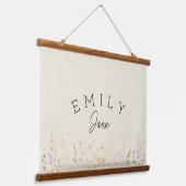 Custom Girls Name Sign Wildflower Nursery Decor 吊り下げ型タペストリー (傾斜あり)