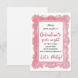 Custom Girls Night Galentine Pink Party Invitation 出欠カード