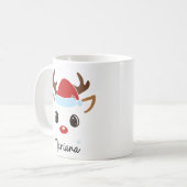 Custom Girly Reindeer Face Coffee Mug コーヒーマグカップ (正面左)