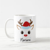 Custom Girly Reindeer Face Coffee Mug コーヒーマグカップ (左)