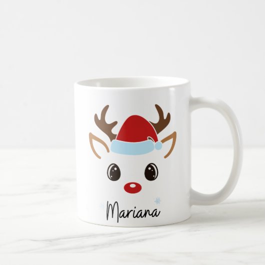 Custom Girly Reindeer Face Coffee Mug コーヒーマグカップ (右)