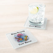 Custom Glass Coaster | Retro Octopus | Name & Text ガラスコースター (アングル)