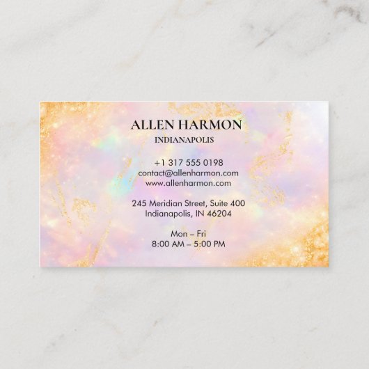 Custom Glitter Blue Opal Stone Background 名刺 (裏面)