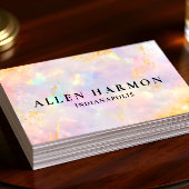 Custom Glitter Blue Opal Stone Background 名刺