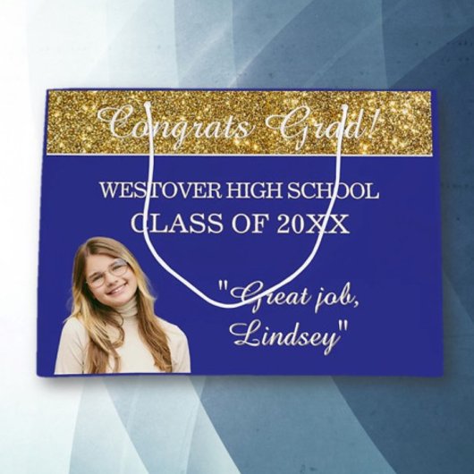 Custom Glitz! Personalized Graduation  ラージペーパーバッグ