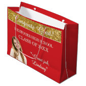 Custom Glitz! Personalized Graduation  Large Gift ラージペーパーバッグ (正面アングル)