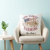Custom “God Family Farming” Farmhouse Pillow クッション (椅子)