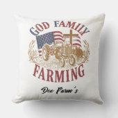 Custom “God Family Farming” Farmhouse Pillow クッション (正面)