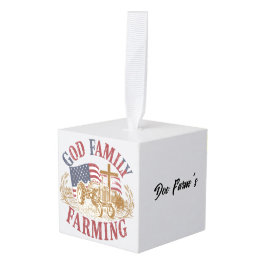 Custom “God Family Farming” Ornament キューブオーナメント