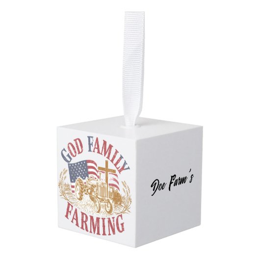 Custom “God Family Farming” Ornament キューブオーナメント (正面アングル)