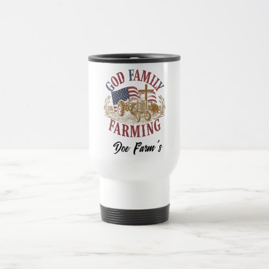 Custom “God Family Farming” Travel Mug トラベルマグ (中央)
