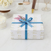 Custom Gold and White Bride and Groom Wedding ラッピングペーパー