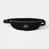 Custom Gold Black Monogram l Stylish Minimalist Fa ファニーパック (正面)