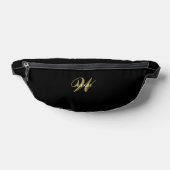 Custom Gold Black Monogram l Stylish Minimalist Fa ファニーパック (レイダウン)