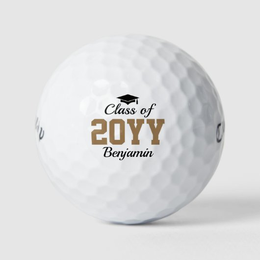 Custom Gold Class of 2026 Personalized Graduation ゴルフボール (正面)