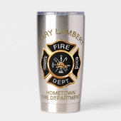 Custom Gold Fire Department Firefighter Badge 保温保冷タンブラー (背面)