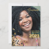 Custom Gold Glitter Graduation Photo 案内状 (正面)