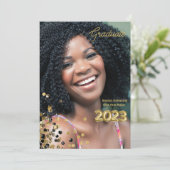Custom Gold Glitter Graduation Photo 案内状 (スタンド正面)