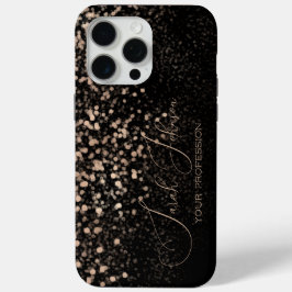 Custom Gold Glitter Midnight Black iPhone 15 Pro Maxケース