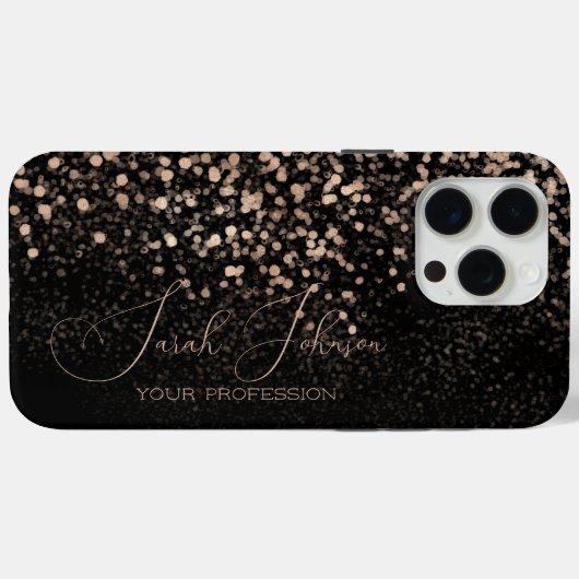 Custom Gold Glitter Midnight Black Case-Mate iPhoneケース (裏面 (横))