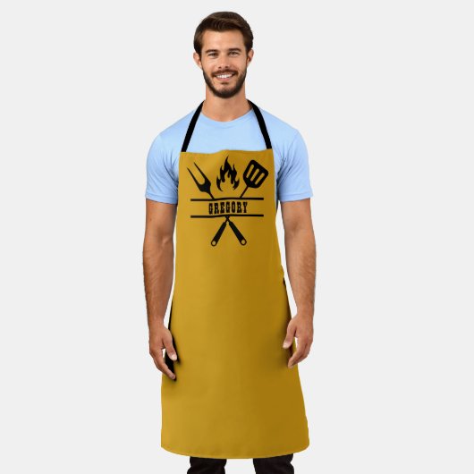 Custom Gold Grilling Apron エプロン (着用した状態)
