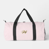 Custom Gold Initial l Girly Blush Pink Fitness Gym ダッフルバッグ (正面)