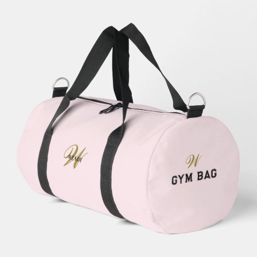 Custom Gold Initial l Girly Blush Pink Fitness Gym ダッフルバッグ (左コーナー)