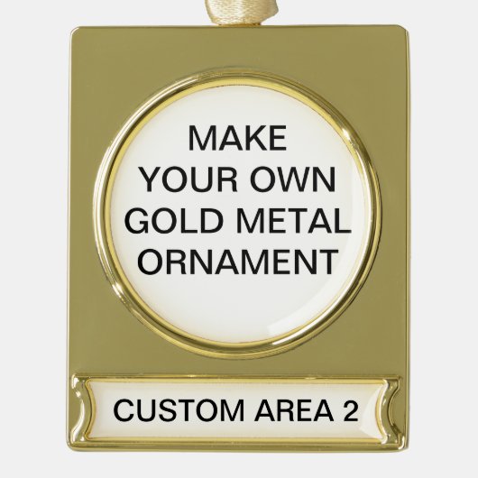 Custom Gold Metal Christmas Tree Ornament ゴールドプレートバナーオーナメント (正面)