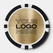 Custom Gold Metal Style Business Logo 100 Numbered ポーカーチップ (正面)