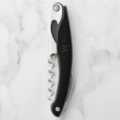 Custom Gold Monogram Corkscrew Elegant Wine Opener ソムリエナイフ (正面)