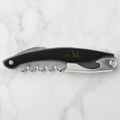 Custom Gold Monogram Corkscrew Elegant Wine Opener ソムリエナイフ (裏面)